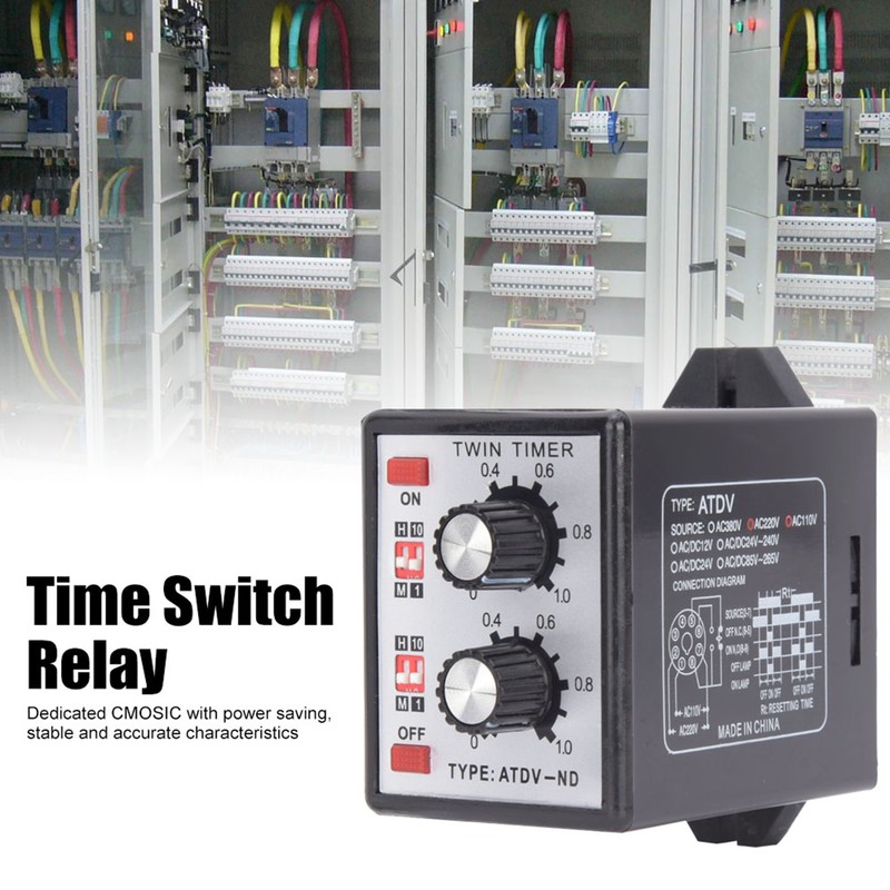 Knob Control Time Switch Relay Multi-Section On Off Twin Timer
