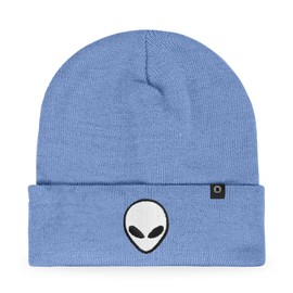 DALIX Alien Embroidered Beanie UFO Warm Winter Space Knit Hat for Men in Periwinkle