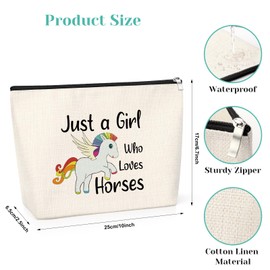 Horses Gifts for Women Girls Makeup Bag Horse Lover Gifts Horse Themed Gift for Daughter Sister Friend Colleague Animal Lover Gift Equestrian Gift Horseback Riding Presents Cosmetic Pouch
