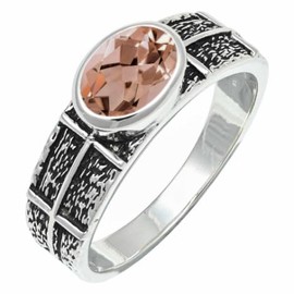 JEWELSTREZORO Morganite Lab Grown Gemstone Band Ring Men And Women Ring Sterling Silver Band Ring All Size Gift Item Jewelry TSR1228BC_16 (P 1/2)