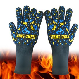 Supertool barbecue gloves, heat-resistant oven gloves, grill gloves heat resistant up to 800 °C / 1472 °F with EN407 certified for barbecue, grill, cooking, welding