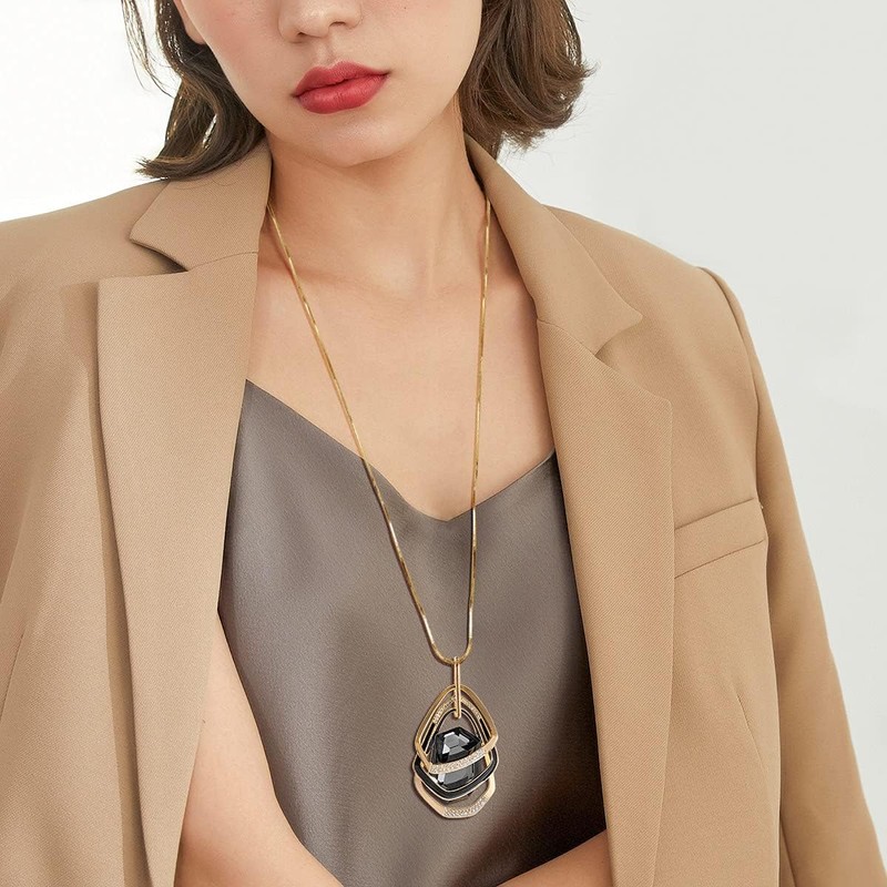 Mecool Three Layer Pendant Necklace Long Statement Pendant Necklace Long