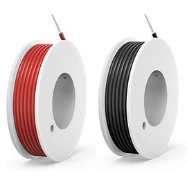 Haerkn Solid Wire Kit 18 Awg 0.8 M² Electric Wire Cable 2 Colors 16.4 Feet Each Reel Connection Tinned Copper Wire Assay Board Wire for DIY