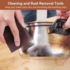 6 x Carborundum Sponge, Nano Emery Sponges Pots Cleaning Pads Carborundum Brush Grit Scouring Pads for Kitchen Cleaning Scouring Pads