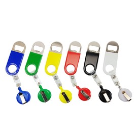 Retractable Flat Beer Bottle Opener with Belt Clip for Bartenders,Waiter (Multi Colors 6-Pack)