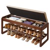 Aibiju Shoe Rack Bench with Cushion, 2 Tiers Wood Shoe