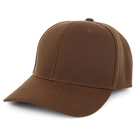 Trendy Apparel Shop Big Size Oversized Plain Structured Fitted Baseball Cap, Brown, 7 1/2