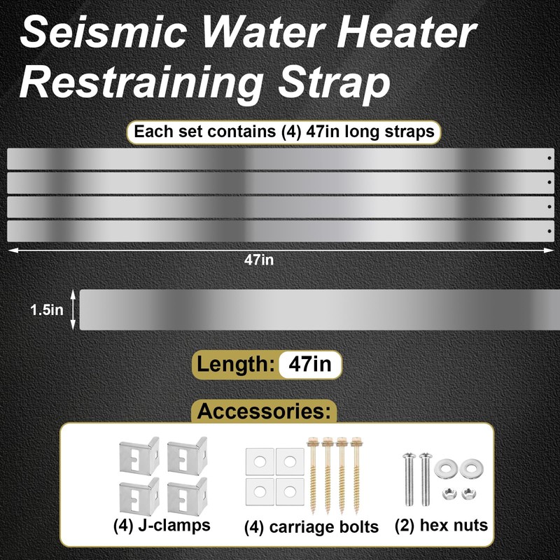 Zonon 2 Set Seismic Water Heater Strap Kit Adjustable 90''