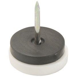 Nail On 1-1/8" Furniture Glides for Straight Wooden Furniture Legs (4 piece) - White, Round