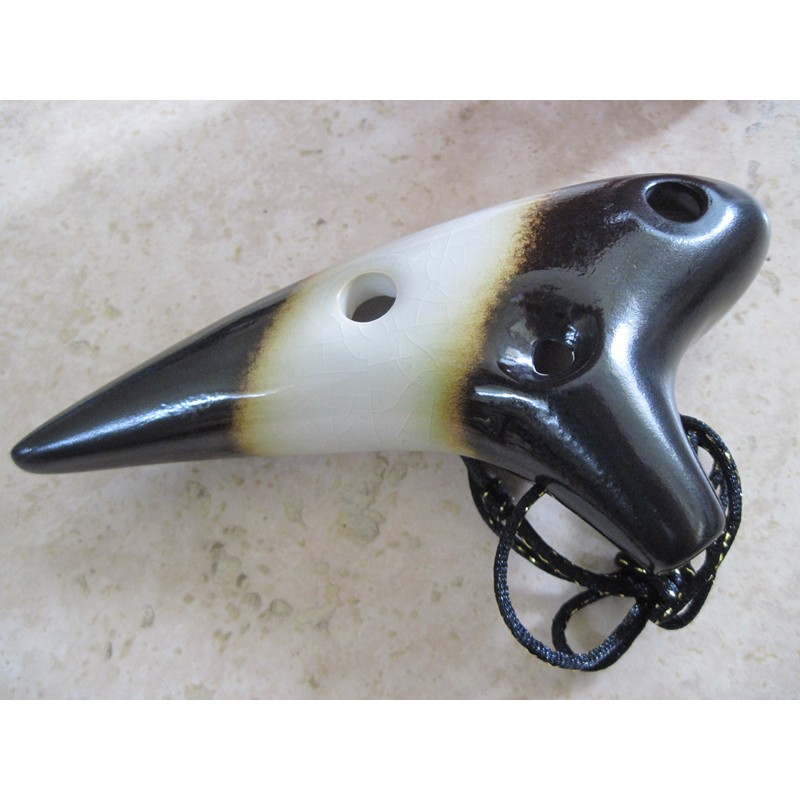 Ceramic Ocarina - Black & White (Panda) w. Crackle Soprano