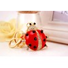 One Pack Cute Red Beetle Ladybug Insect Rhinestone Car Keychain