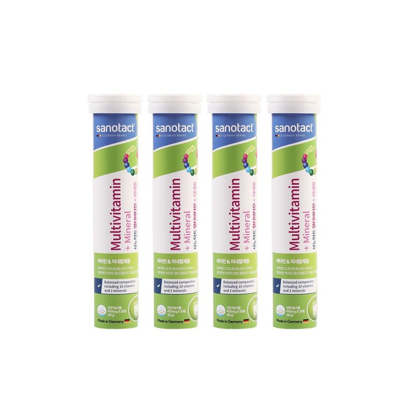 사노탁트 발포 멀티비타민 미네랄 20정 x 4개 Sanotact Effervescent Multivitamin