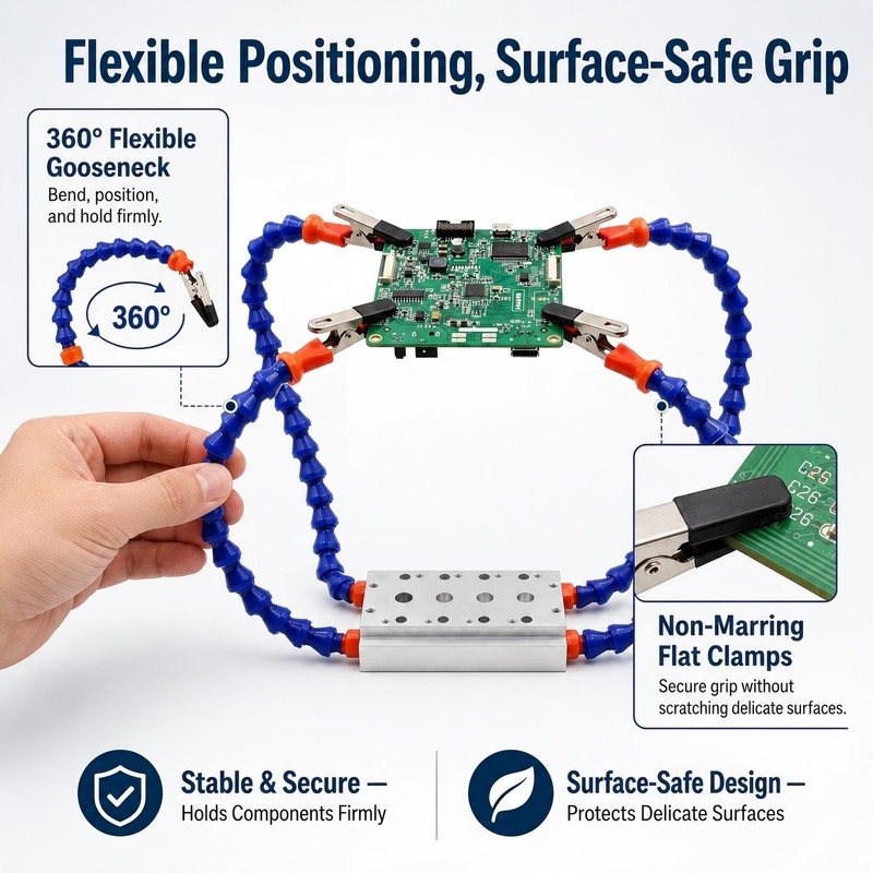 Soldering Helping Hands - 4 Flexible 11.8" Extended Arms, Heavy-Duty