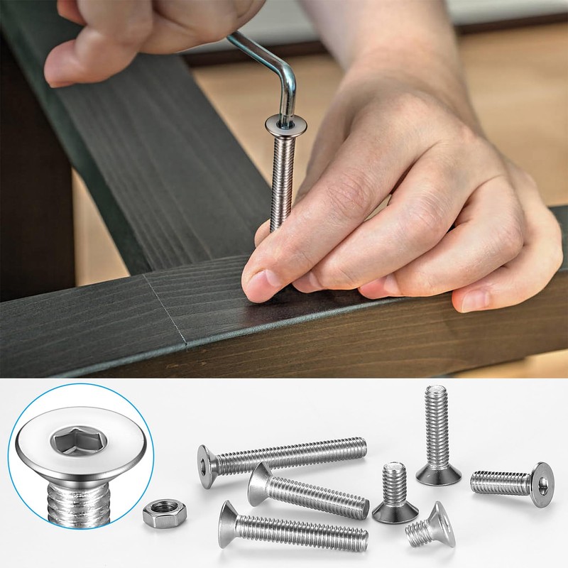 160 Piece M6 Screws Set, Countersunk Screws Nuts Set, Allen