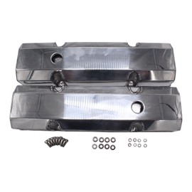 1 Set SHLPDFM Fabricated Aluminum Clear Coated Tall Valve Covers with 1.250" Breather Holes Fits for Small Block Chevy SBC 283 305 327 350 383 400 V8 Engines 1958-86