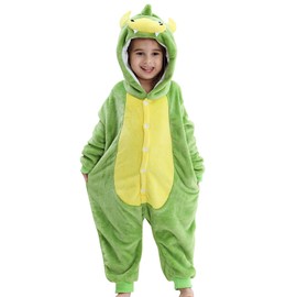 KAKU NANU Animal Onesie Kids Onesies for Girls Boys Animal Dinosaur Costume Kids Fleece Pyjamas Toddler Jumpsuit 9 10 Years Green