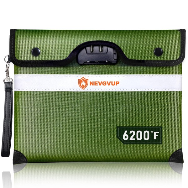 Upgraded 6200F Fireproof Document Bag with Lock, Fireproof Money Bag