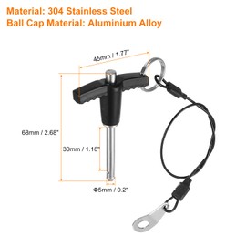 QUARKZMAN T-Handle Locking Pins, 5 mm x 30 mm Usage Length, Stainless Steel Push Button Quick Release Pin, Pack of 4