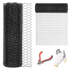 DOLEMODUO 48'' x 50' Black Chicken Wire Fencing, 1 inch Chicken Wire and 20 Gauge Poultry Netting, Garden Mesh Fence Roll for Floral Arrangements/Crafts/Farm/Livestock/Pet Protection