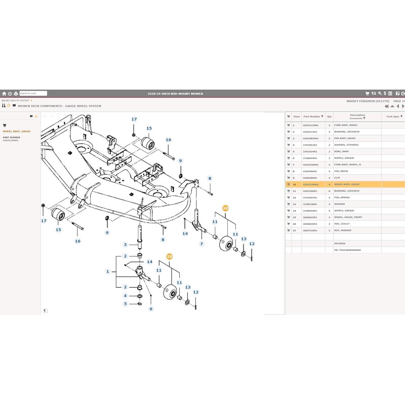 Agco Mower Deck Wheel 4265519M91