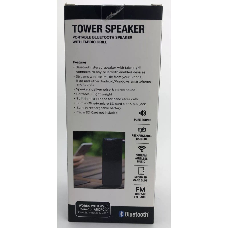 Soundlogic XT Portable Bluetooth Tower Speaker with Fabric Grill GREAT