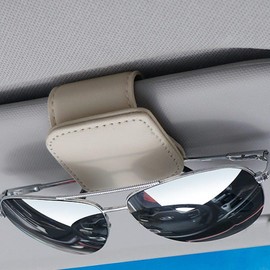 Sunglass Holder for Car, Car Glasses Clip, Car Sun Visor Glasses Holder, Magnetic Leather Sunglasses Holder Car Visor Accessories Nice