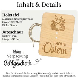 ZUKLA Packaging for Money Gifts Easter 12 x 9 cm - Easter Eggs Money Gift Packaging Wood - Packaging for Money Gifts - An Original Idea to Give Money