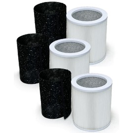 Nispira 3-In-1 H-HF400-VP True HEPA Activated Carbon Pre-Filter Replacement For Hunter Cylindrical Tower Air Purifier HP400 Series H-PF400 | Removes Smoke, Dust, VOCs | 3 Packs