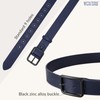 WERFORU Women Classic Navy Blue Leather Belt With Square Black