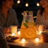 Glass Pitcher with Lid, 68 oz/2L Large Capacity, Textured Design