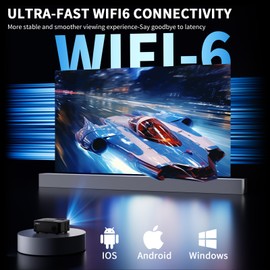 Projector, Projector with WiFi 6 and Bluetooth 5.3, 1080P HD Bluetooth Projector, 12000LM Portable Projector, 50% Zoom, Movie Projector for TV Stick/Smartphone/HDMI/USB, Indoor & Outdoor Use (Black)