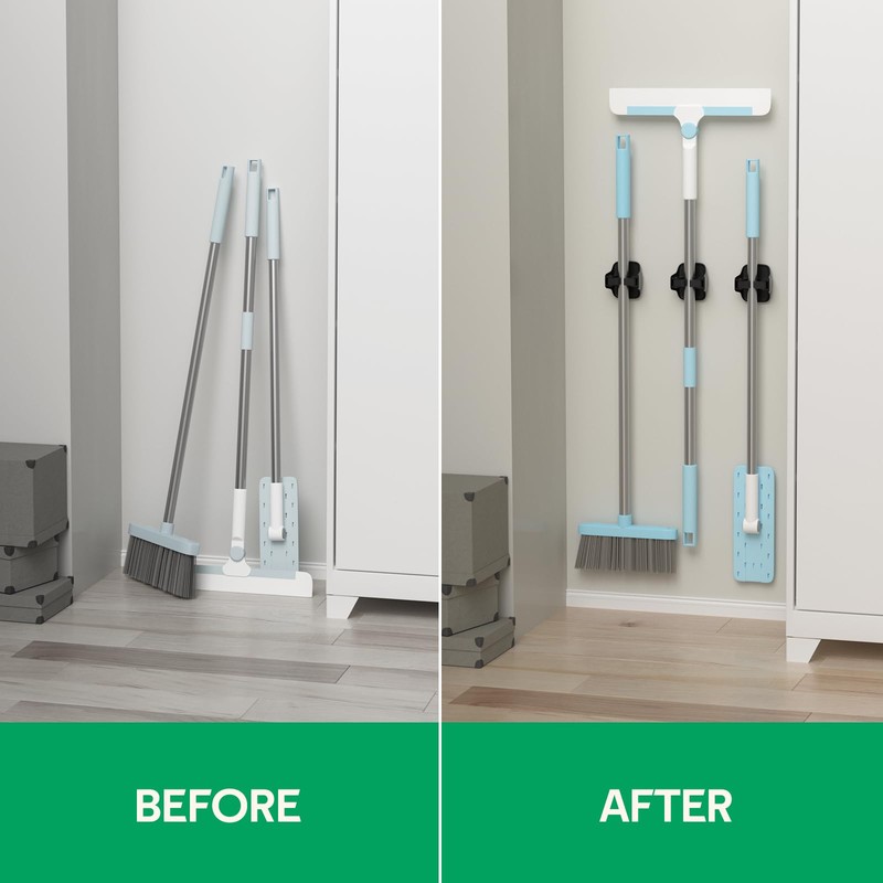 reliahom 10 Pack Broom Holder Wall Mount Mop Grippers No