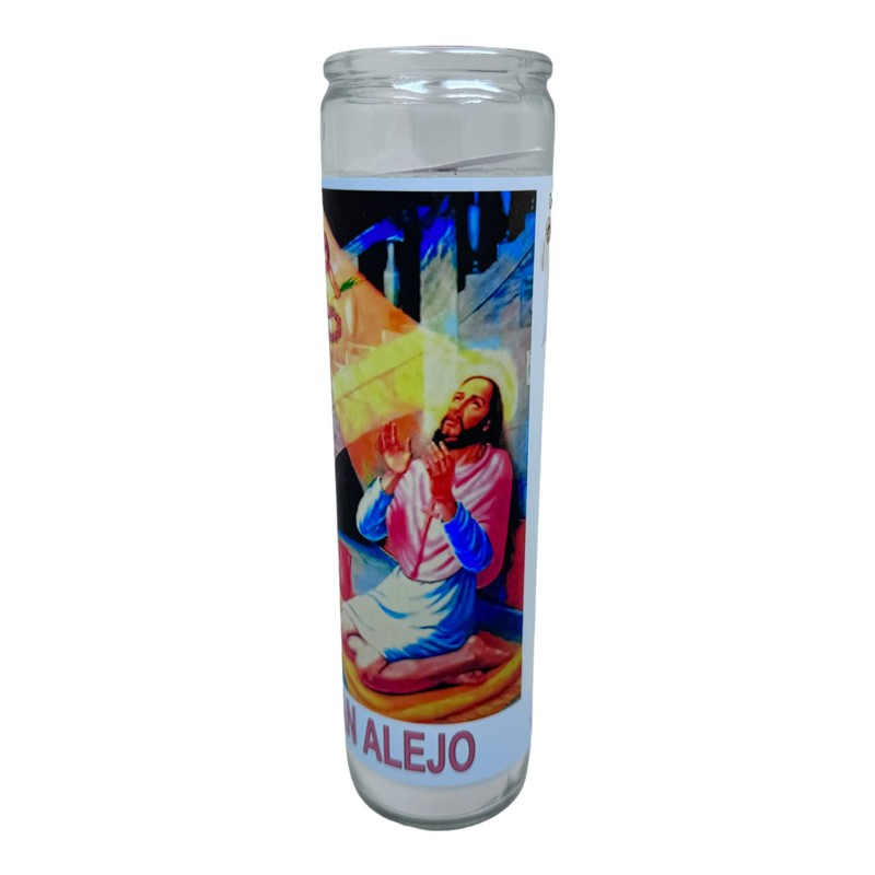Veladora de rezo San Alejo prayer candle oracion al reverso