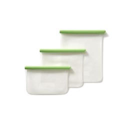 Lékué Reusable Silicone Flat Bags for Food Storage (Set of 3) Keeps Food Fresh, Ideal for Marinating, Flavor-Preserving, Hygienic, Leakproof, Dishwasher & Freezer Safe