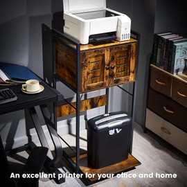 LiebeRen Printer Stand, Large Printer Stand(20"x 16"x 43"inches)，3 Tier Printer Stand with Storage,Printer Table for Home Office, Rustic Brown