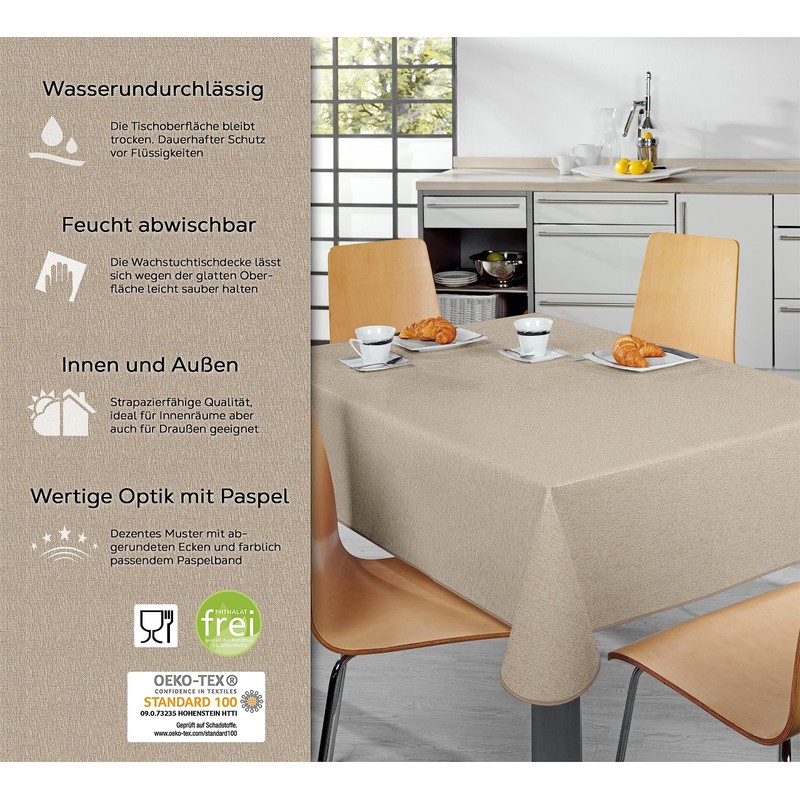 Oilcloth Tablecloth Wipe Clean Non-Slip with Piping Band Square Round