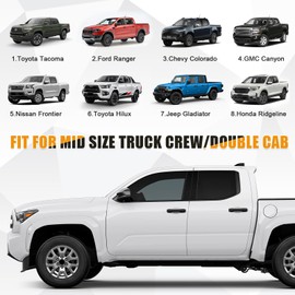 Kistrba Car Cab Cover for Mid-Size Truck Crew Cab, Truck Cooler Sunshade Roof Cover Compatible with Toyota Tacoma, Chevy Colorado, Ford Ranger, GMC Canyon, Nissan Frontier, Black