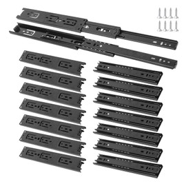 Biugaaufai 8 Pairs 10 Inch Black Full Extension Drawer Slides, Side Mount Drawer Slides with Screw, Ball Bearing File Cabinet Rails for Kitchen and Office Cabinet
