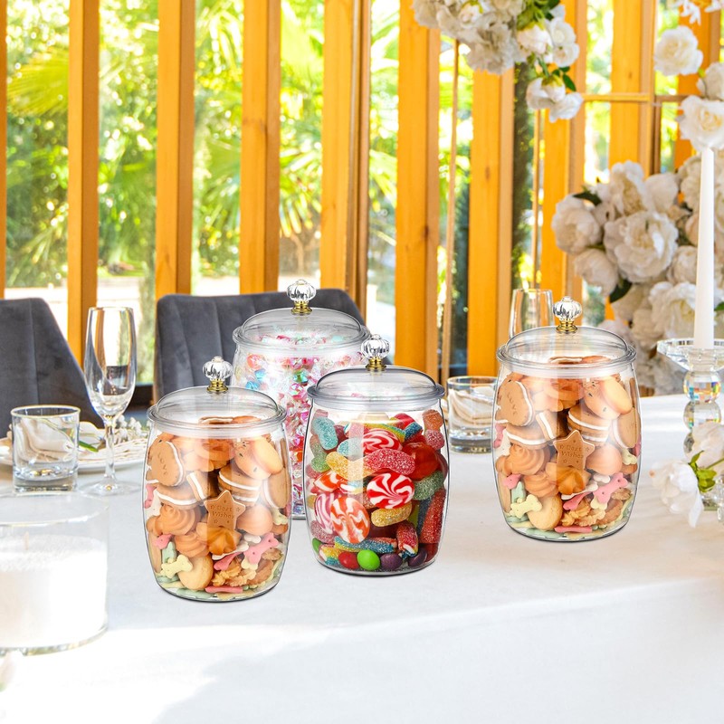 Nuogo 4 Pcs Candy and Cookie Jar Plastic Jars with
