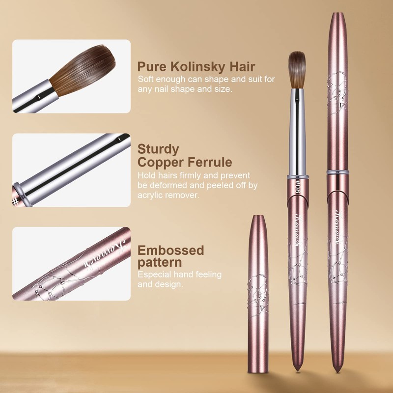 Acrylic Nail Brush Size 8,KEMEISI 100% Pure Kolinsky Nail Art