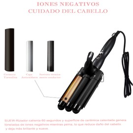 Rizadora para Cabello, Rizador de Pelo Ondas Cerámica, Triple Barriles Rizador de Cabello 25mm Temperatura Ajustable,Calienta Rápidamente Todo Tipo de Cabello Largo/Corto,para Mujeres Casa y Viaje