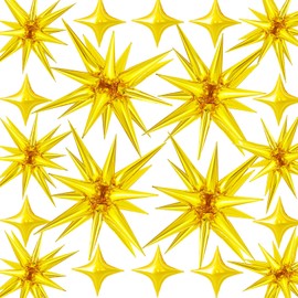20 Pcs Star Balloons 27”22”Explosion Star Foil Balloons- 12 Point Star Balloons,Gold Spike Balloons and Four Pointed Star Balloos for Party Supplies Christmas Birthday Wedding Photo Booth (Gold)