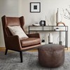 Thgonwid Unstuffed Faux Leather Pouf Cover, Handmade Footstool Ottoman Storage
