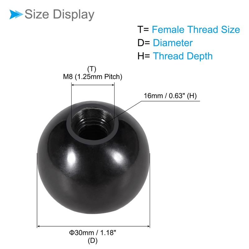 CoCud Duroplast Ball Knobs M8 Female Thread 30 mm Diameter