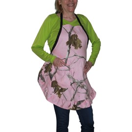 Realtree AP Pink Hunting Camo Hostess Ruffle Twill Apron OSFM S-2X Made in USA