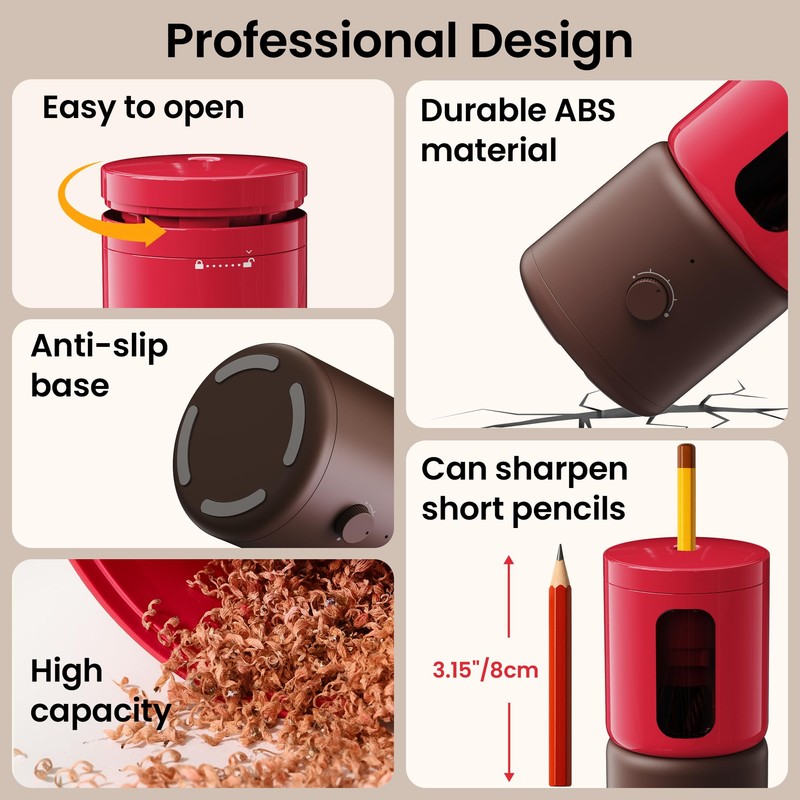 VUSIGN Electric Pencil Sharpener with 5 Adjustable Settings for Artists,