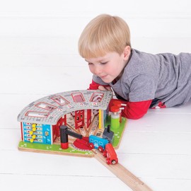 Bigjigs Rail, Five Way Engine Shed, Wooden Toys, Bigjigs Train Accessories, Wooden Train Shed, Train Toys, Wooden Shed, Wooden Toys for 3 4 5 Year Olds