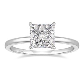 EAMTI 2CT 925 Sterling Silver Engagement Rings Princess Cut Cubic Zirconia CZ Wedding Promise Rings for Her Stunning Wedding Bands for Women Size 4
