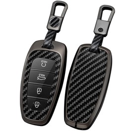 ontto Alloy Car Key fob Cover Fit for Hyundai Sonata Hybrid Nexo DN8 Tucson NX4 New Grand Santa Fe Atos Solaris Prime Smart Key case Shell Holder Bag Keyring Keychain Accessories Black A