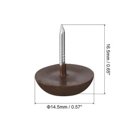 sourcing map Plastic Nail-On Furniture Glides 100Pcs 14.5mm Dia Table Chair Sofa Leg Floor Protectors for DIY Furniture Table Chair Sofa Couch, Brown